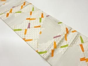 籠目・雲に矢模様織出し袋帯